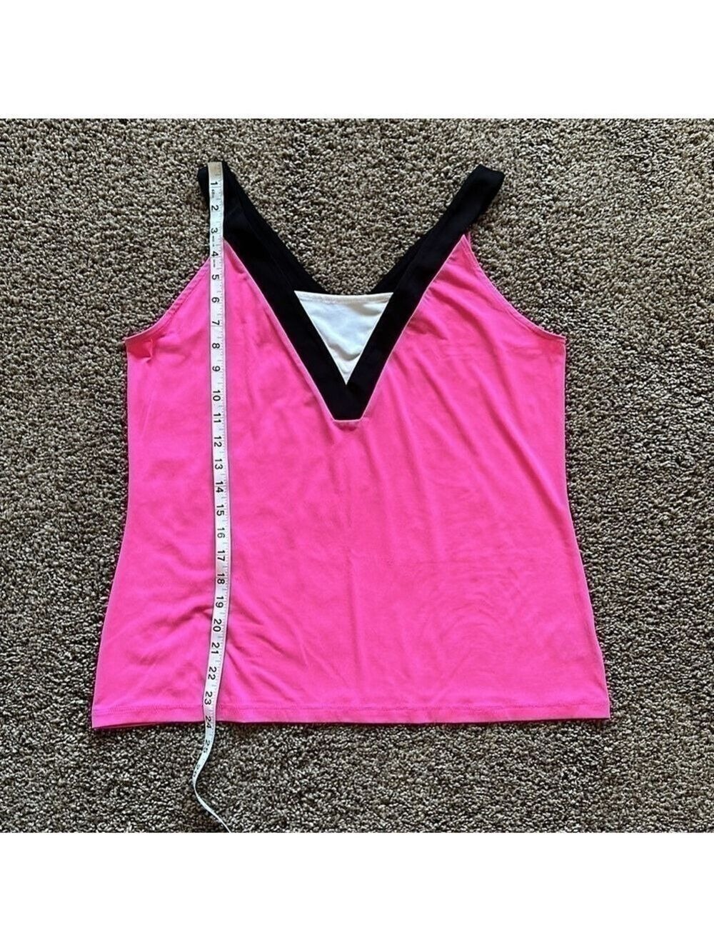 *5 for $45* Worthington v-neck/back tank blouse pink black large - Picture 6 of 6